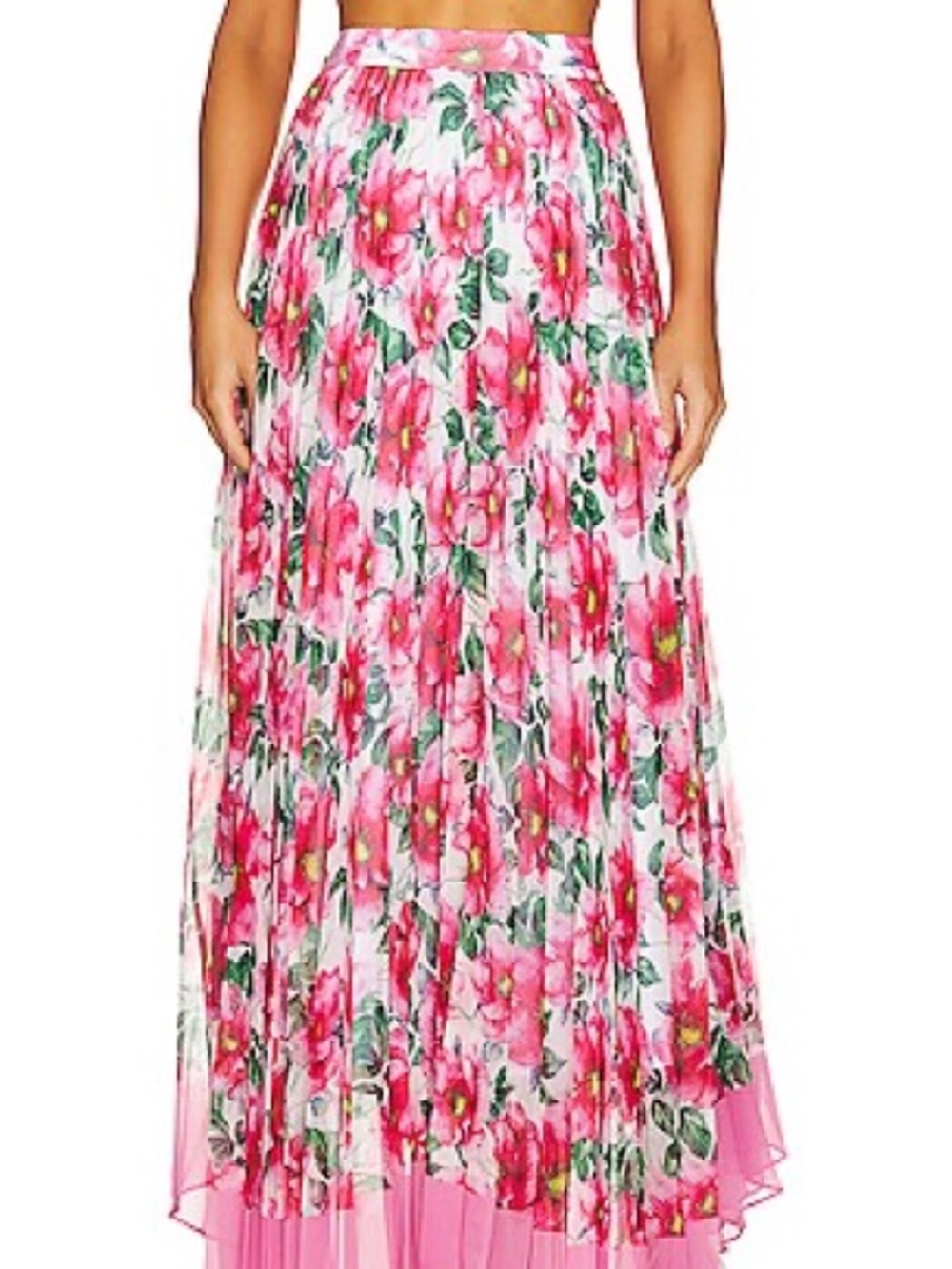 Alice and Olivia pleated floral maxi skirt